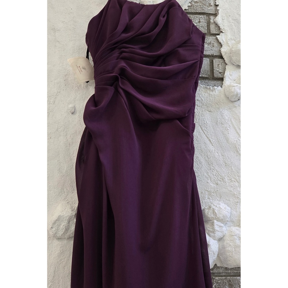 NWT Wtoo by Watters Women Purple Chiffon Ruched Draped Bridesmaid Formal Gown